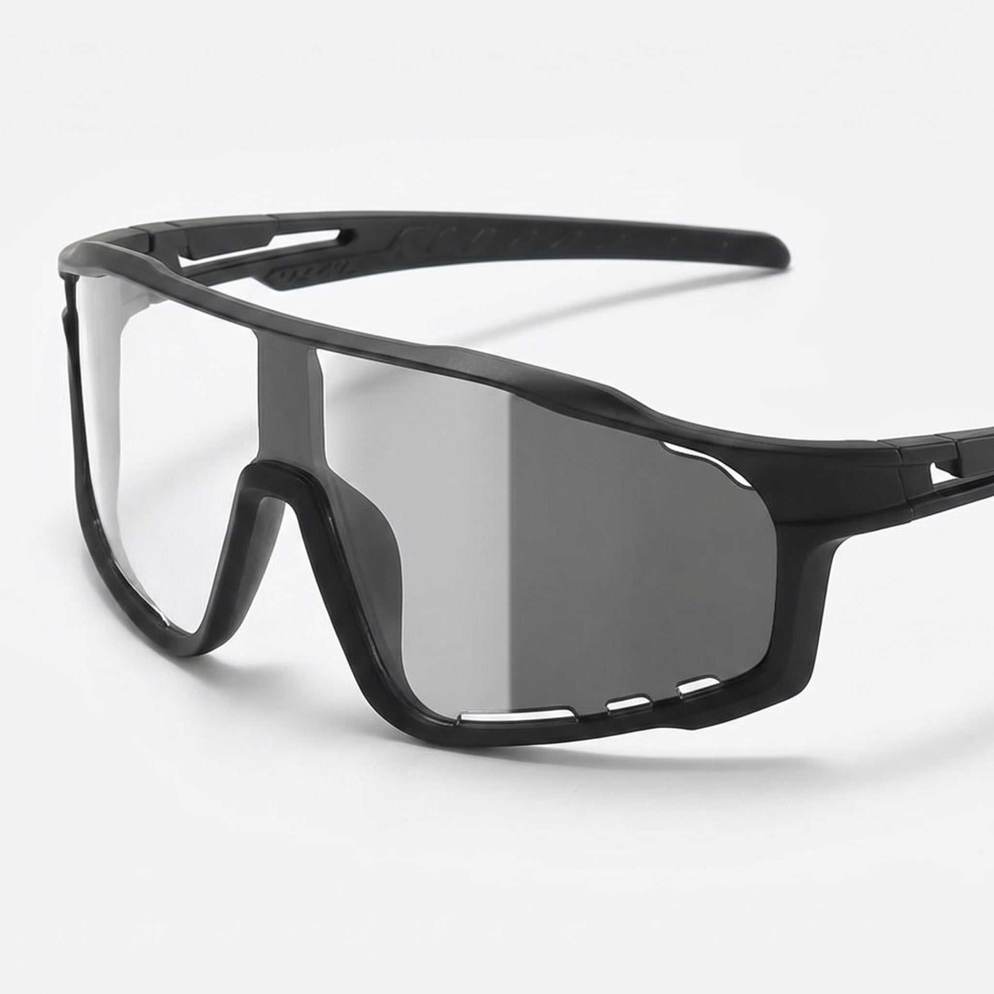 Apex Photochromatic Shield - Matte Black with lens transitioning dark