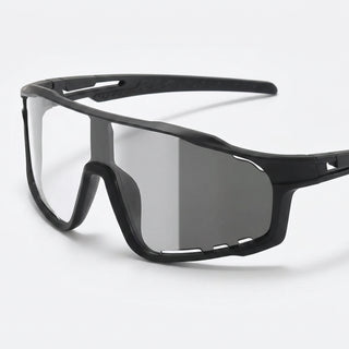 Apex Photochromatic Shield - Matte Black with lens transitioning dark