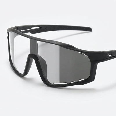 Apex Photochromatic Shield - Matte Black with lens transitioning dark