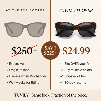Tuvily Fit Over — $24.99 vs Rx sunglasses $250+ (SAVE $225+)