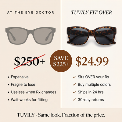 Tuvily Fit Over — $24.99 vs Rx sunglasses $250+ (SAVE $225+)
