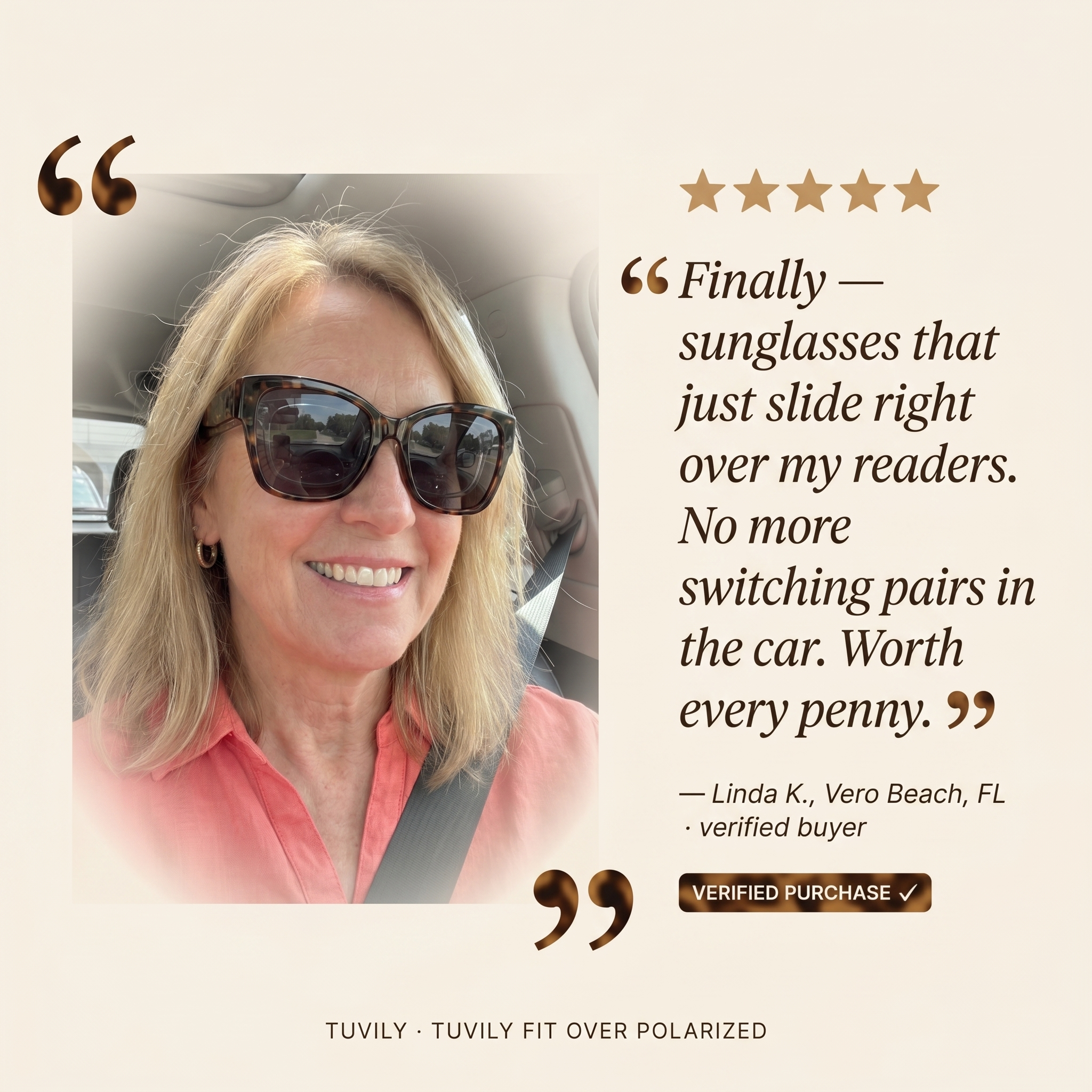 Tuvily Fit Over — Review: Linda K., Vero Beach FL